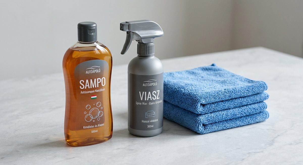 Autóápoló alapcsomag – sampon, viasz és törlőruha