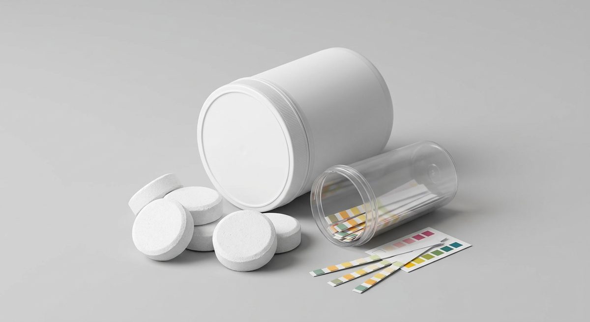 Medence vízkezelő készlet – klórtabletták és tesztcsíkok