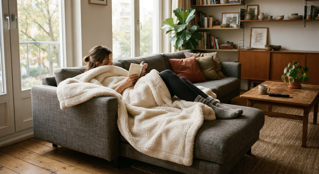 WARMHUG takaró a kanapén