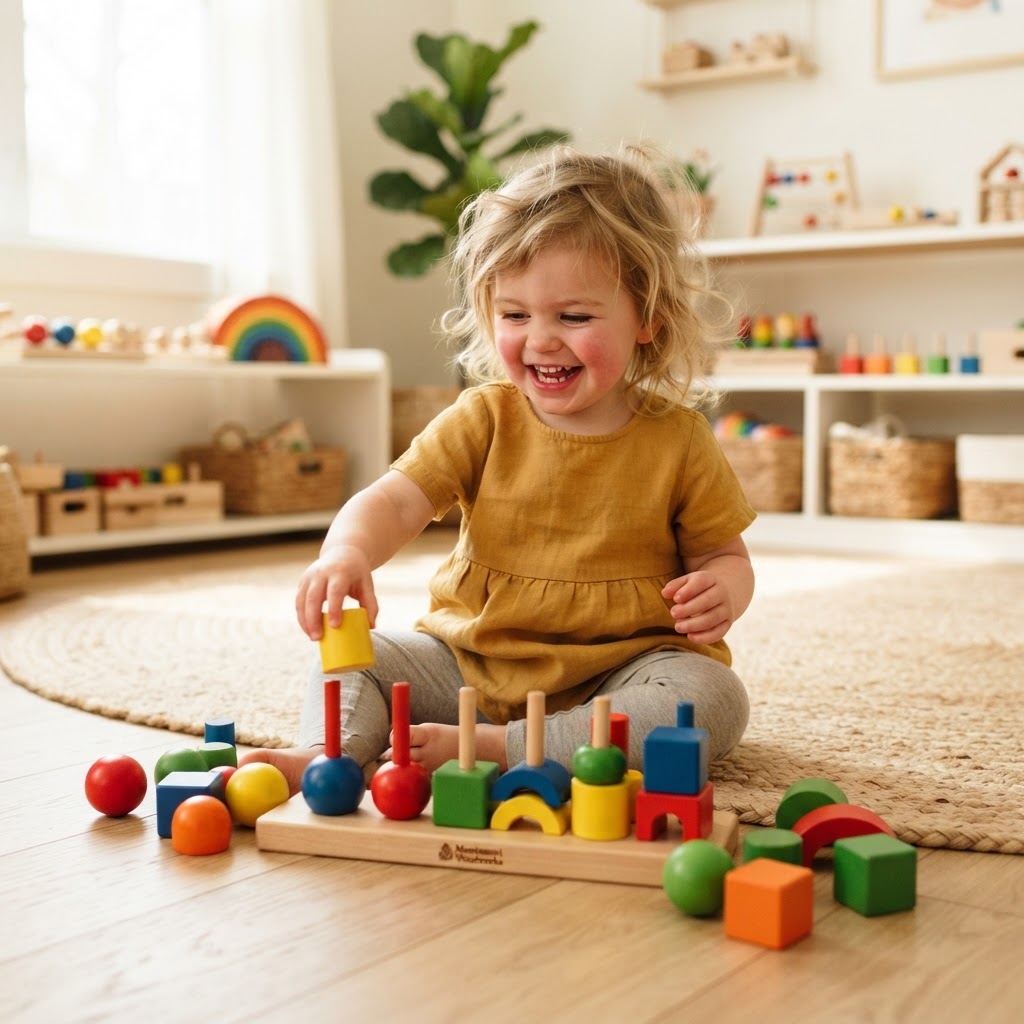 WOODPLAY Montessori fajaték játék közben